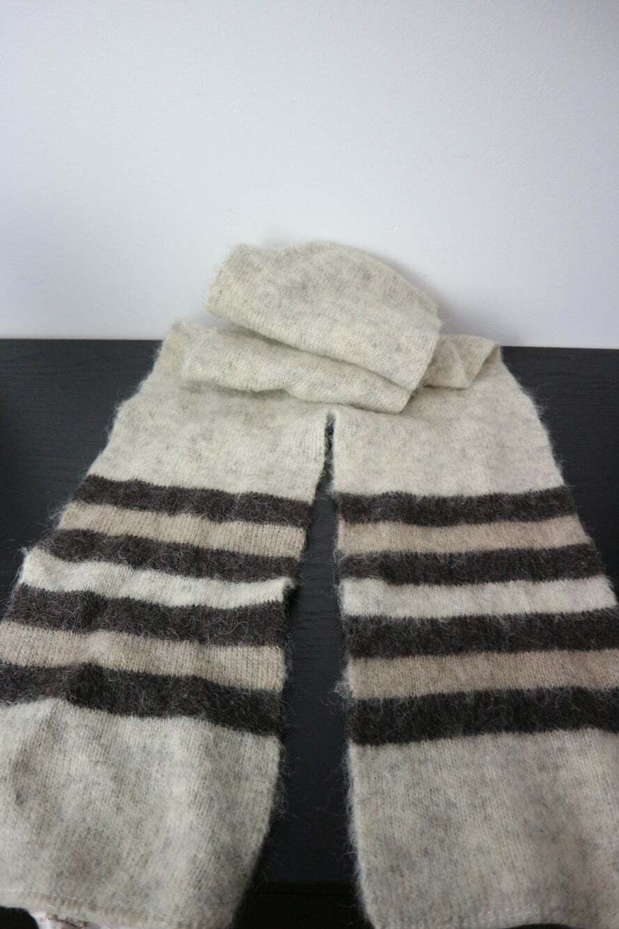 Icewool by Alafoss Pure Virgin Wool Striped Scarf Gray Brown Made in Iceland